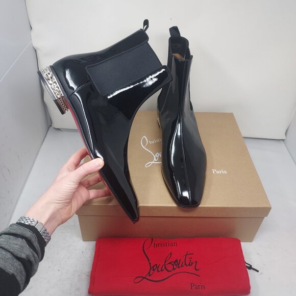 CHRISTIAN LOUBOUTIN MENS Black Roadyrocks Patent Leather Chelsea Boot main image 6